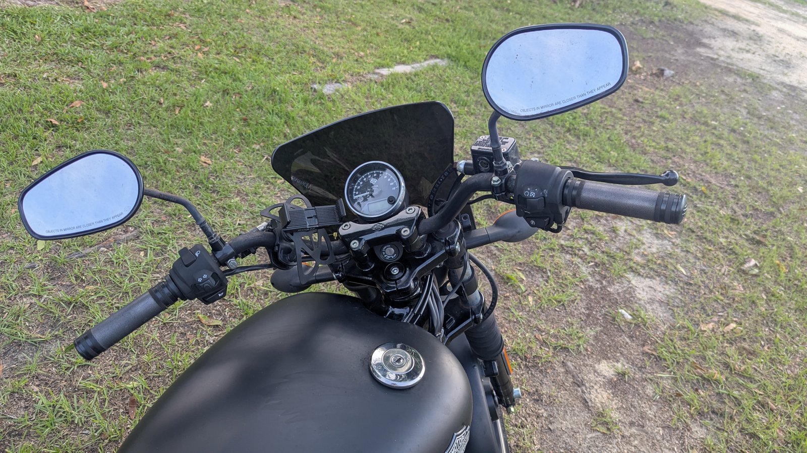 A Harley Davidson Street 750 handlebars